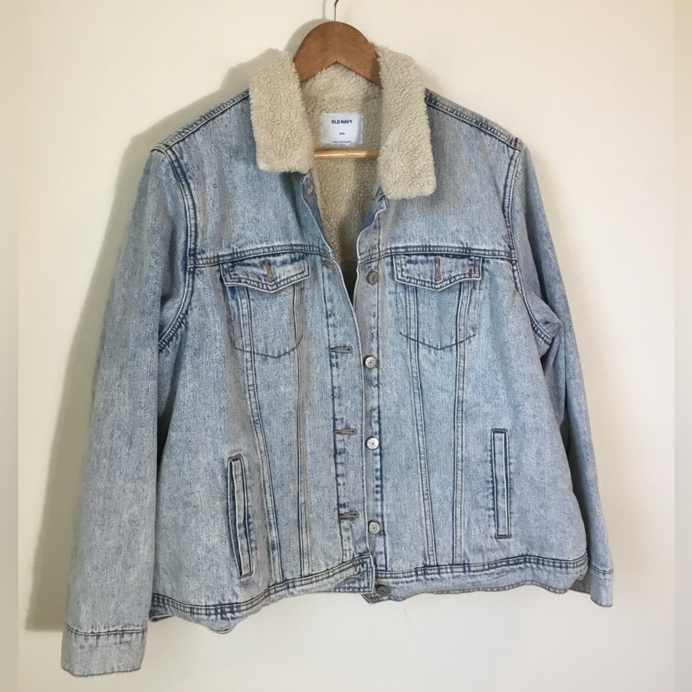 Old Navy Sherpa Lined Acid Wash Denim Jacket